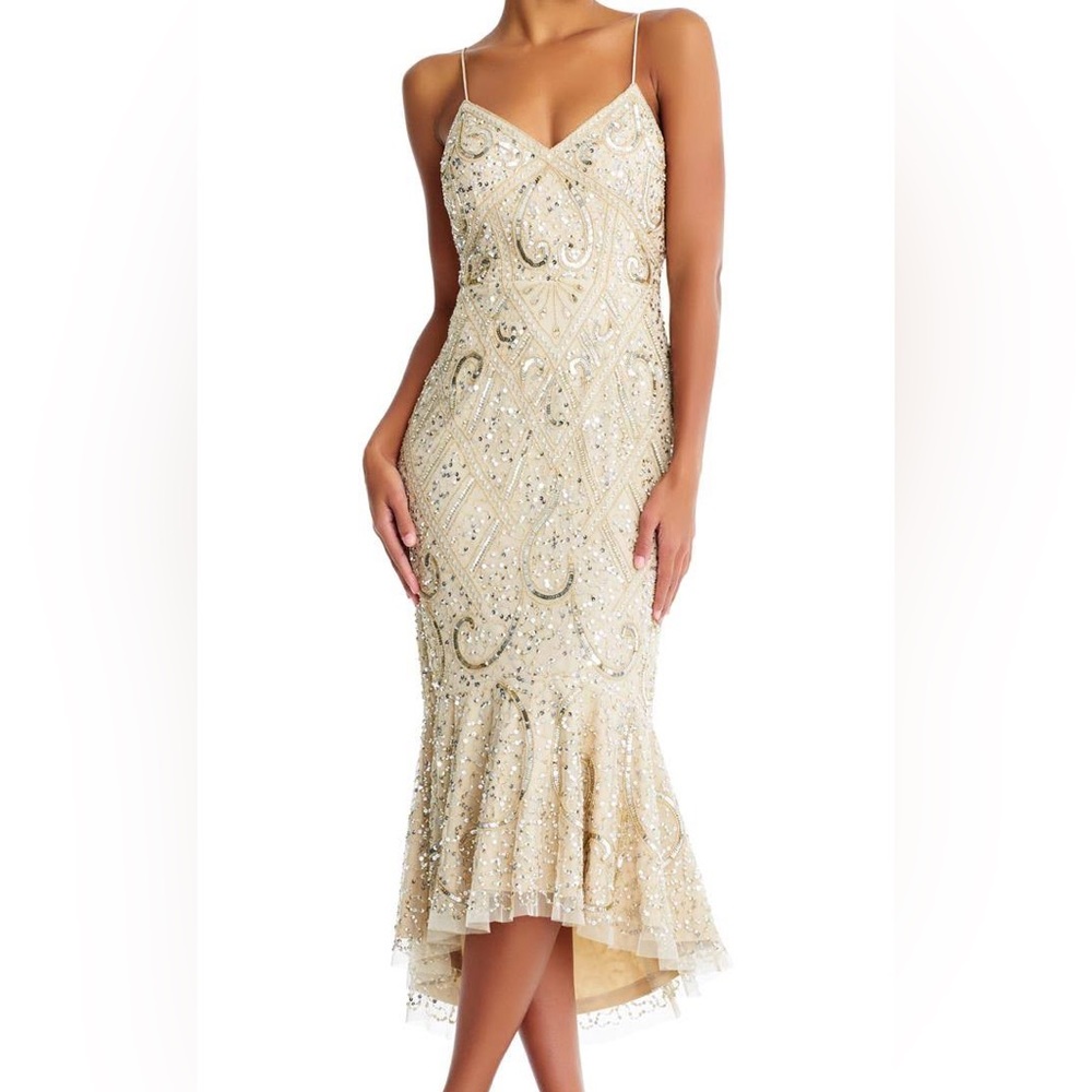 Aidan Mattox Womens Embellished Trumpet Evening Dress size 8